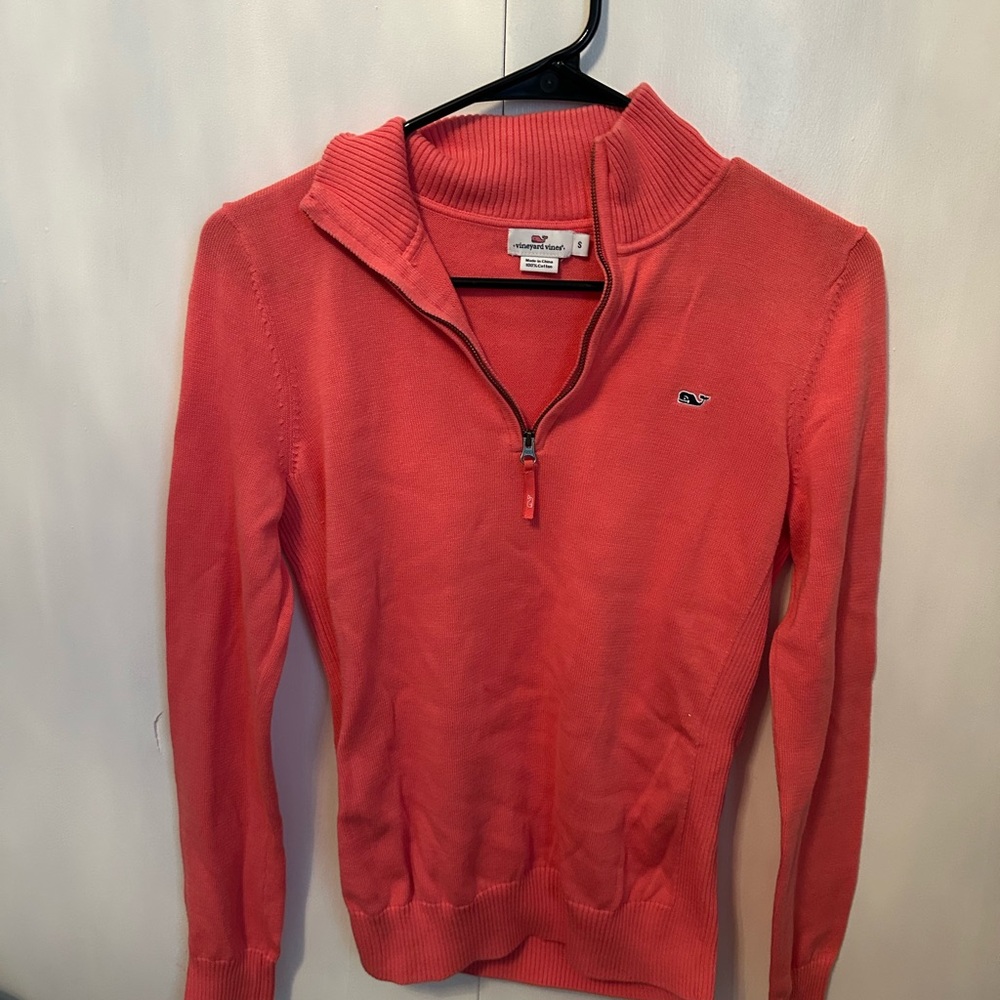 Women's Coral Half-Zip Sweater